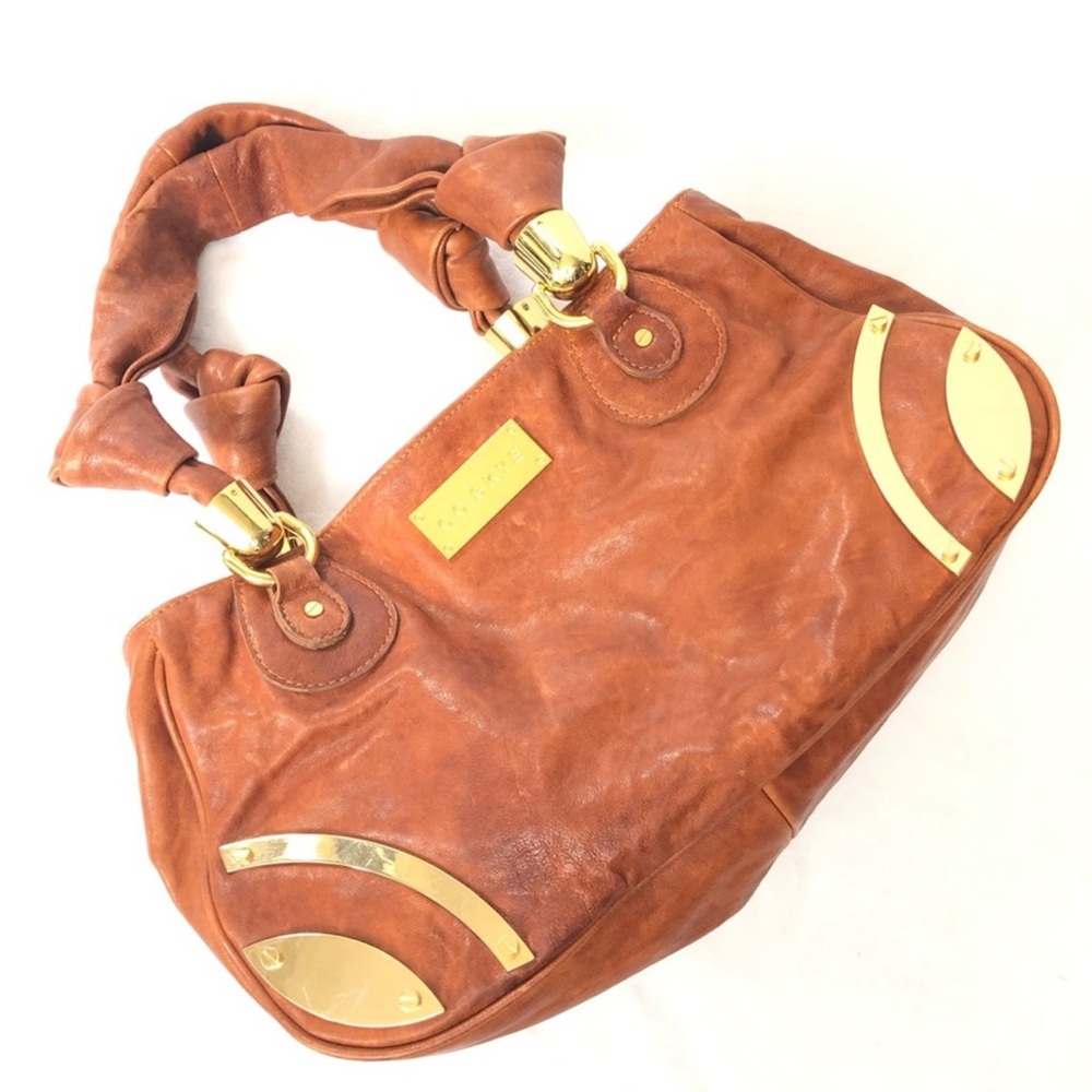 CC Skye Tan Leather Large Bardot Handbag